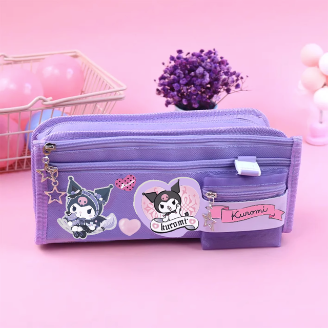 Sanrio Hello Kitty Kuromi My Melody Cinnamoroll Cute Pencil Bag Capacity  Girls School Supplies Student Stationery Pencil Case - AliExpress